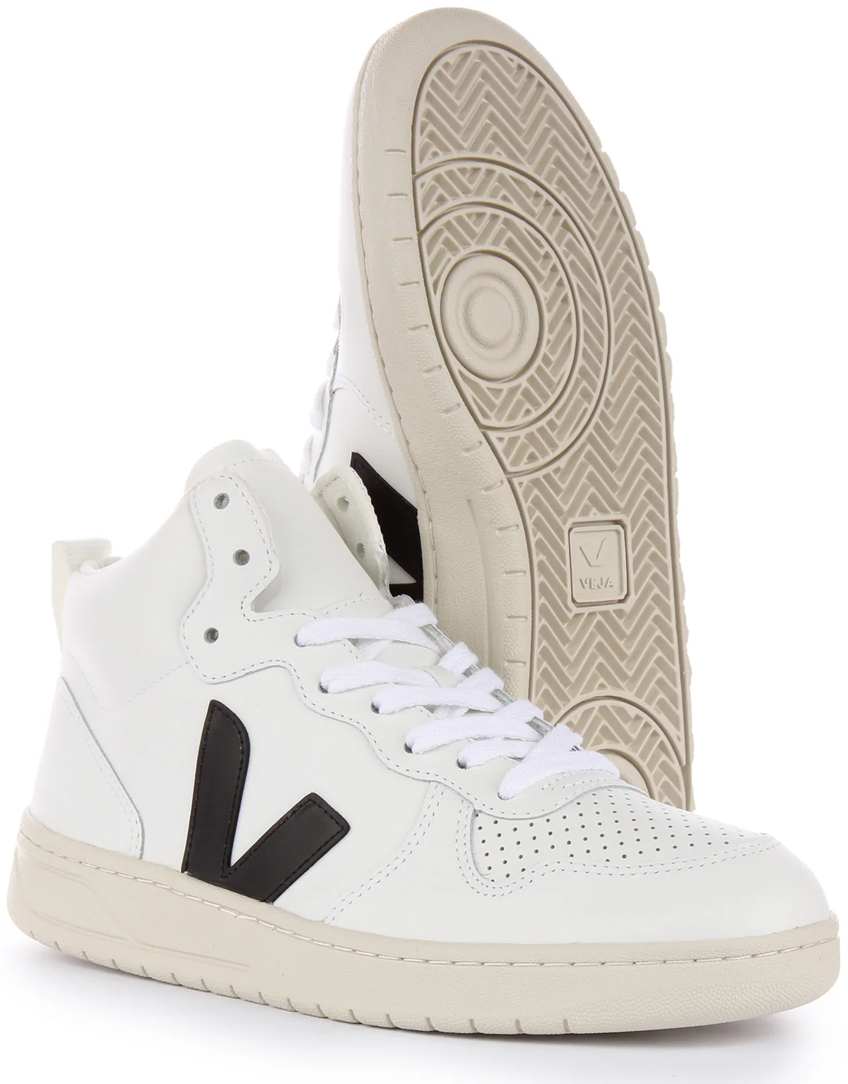 Veja V-15 Leather In White Black For Men - Image 5